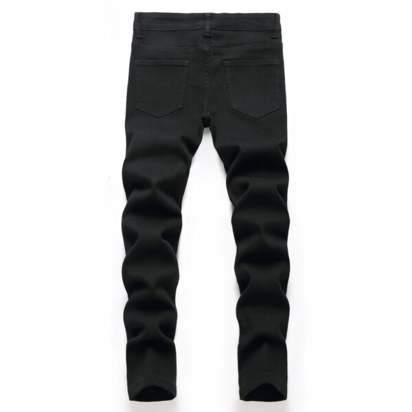 Men's Black Elastic Straight Jeans - Image 5