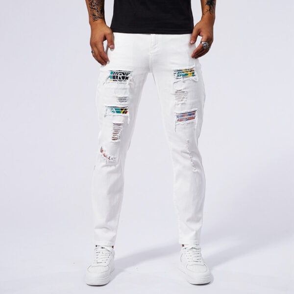 Hole Patch Washed Jeans - Image 2