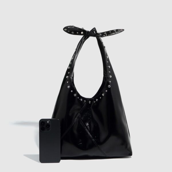 Tote Bag Rivet Bow Underarm Bag Women's Bucket Bag - Image 2