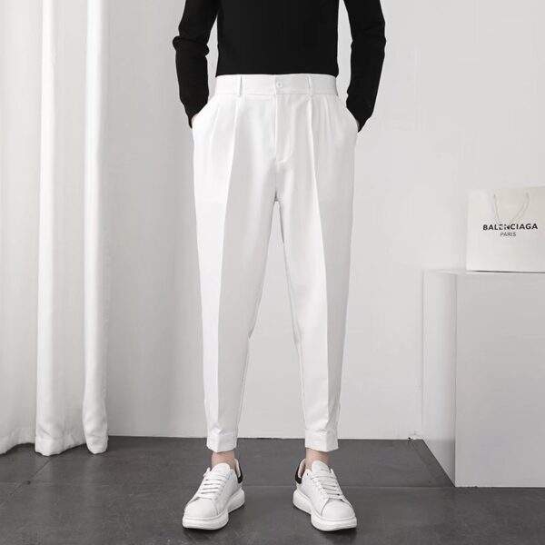 Solid Casual Men's Velcro Cuffs British Simple Trousers