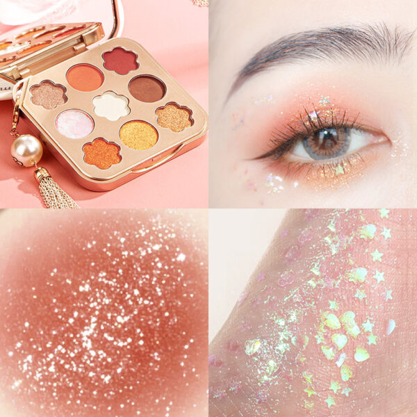Nine Colors Matte Pearlescent Waterproof Long Lasting Star Bright Diamond Eyeshadow Palette - Image 6