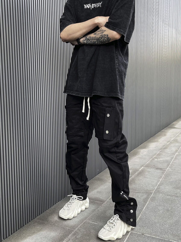 Breasted Slit Drawstring Cargo Pants - Image 5