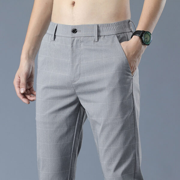 Plaid Ice Silk Men's Pants Summer Thin Slim Fit - Image 6