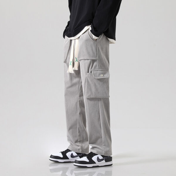Men's Loose All-matching Corduroy Multi-pocket Straight Cargo Pants - Image 7