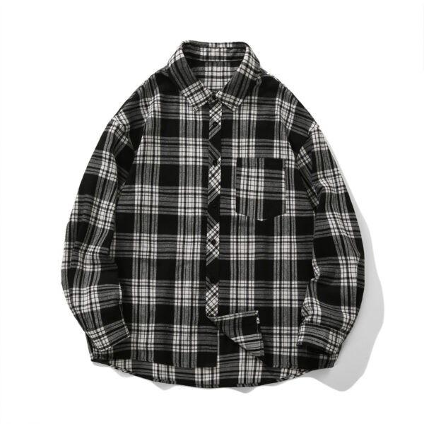 American Retro Plaid For Men Spring And Autumn Loose Casual Bottoming Shirt Coat - Image 2