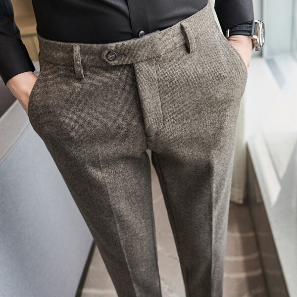 Sanded Fabric Men's Slim-fitting Small Straight Pants - Image 8
