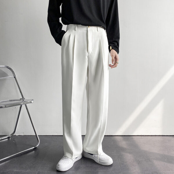 Loose Korean Style Casual White Wide Leg Trousers - Image 9