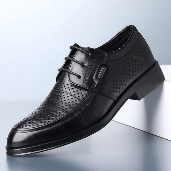 Men's Casual Leather Shoes Trendy Summer Breathable Hollow Perforated Sandals - Image 3