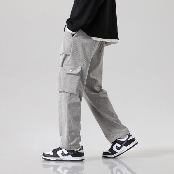 Men's Loose All-matching Corduroy Multi-pocket Straight Cargo Pants - Image 6