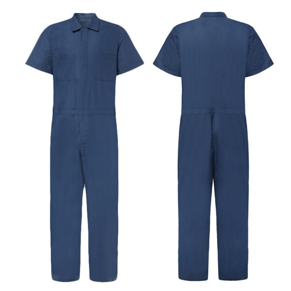 Zipper Overalls Lapel European And American Solid Color Jumpsuit - Image 6