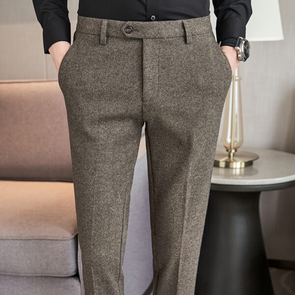 Sanded Fabric Men's Slim-fitting Small Straight Pants - Image 6