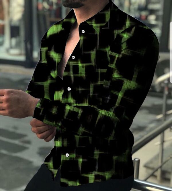 3D Digital Printing Lapel Long Sleeve Shirt - Image 3