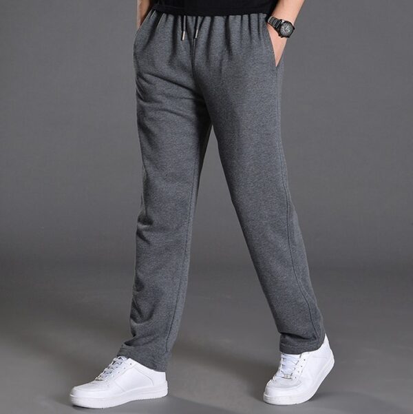 Men's Cotton Trousers Straight Casual Oversized Knit Sweatpants Loose Running Pants - Image 2