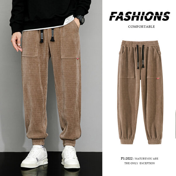 Men's Weighted Loose Wide Leg Corduroy Lounge Pants - Image 2