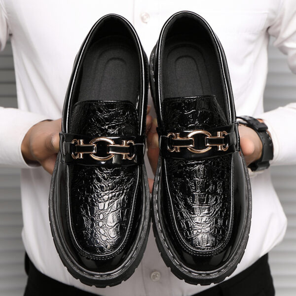 Glossy Casual Men's Youth British Leather Shoes - Image 2