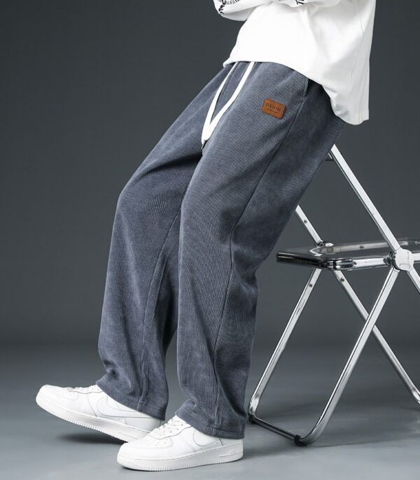 Autumn And Winter Trendy Brand Straight Wide-leg Casual Corduroy Thickened Fleece Pants - Image 5