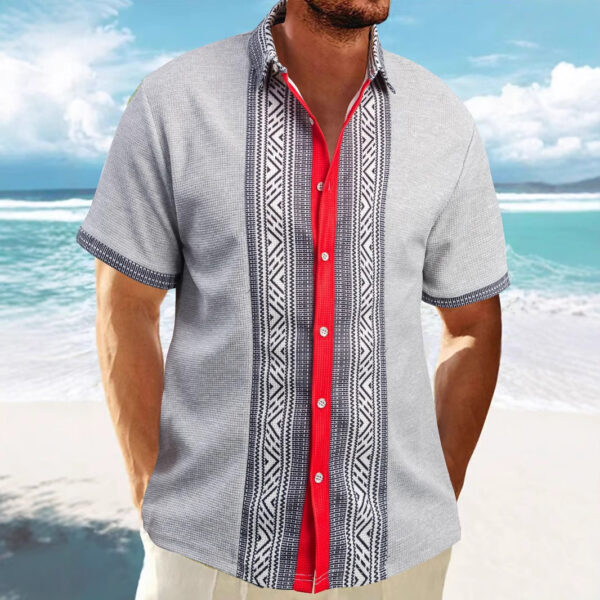 Printed Button Short Sleeve Men - Image 10