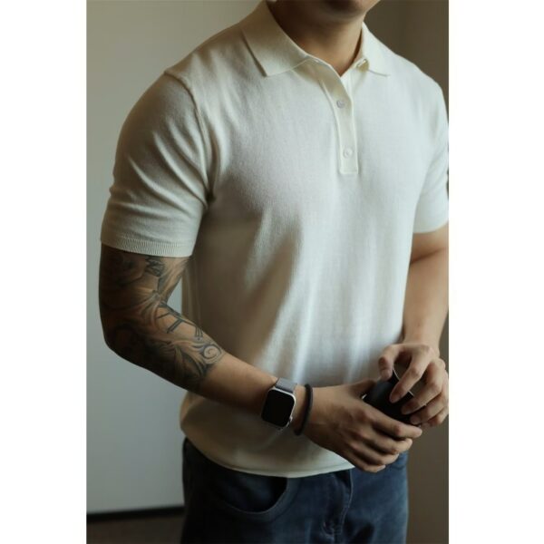 Men's New Polo Collar Solid Color Casual Business Simplicity T-shirt - Image 3