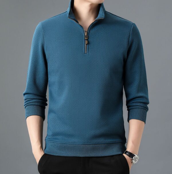 Stand Collar Half Zip Autumn And Winter Long Sleeve T-shirt Men - Image 8