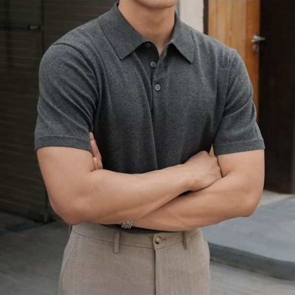 Men's New Polo Collar Solid Color Casual Business Simplicity T-shirt - Image 6